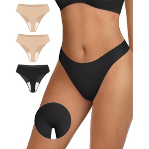 OEAK Seamless Thongs for Women Invisible Thongs No Show Thong Panty Liners Tangas Comfortable Workout G-Strings Underwear(3p-2*skin Nude+1*black)