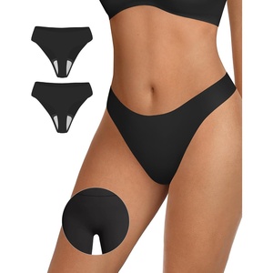 OEAK Seamless Thongs for Women Invisible Thongs No Show Thong Panty Liners Tangas Comfortable Workout G-Strings Underwear(Black+black)