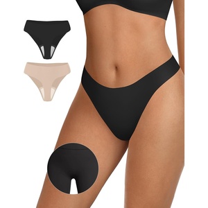 OEAK Seamless Thongs for Women Invisible Thongs No Show Thong Panty Liners Tangas Comfortable Workout G-Strings Underwear(Black+skin Nude)