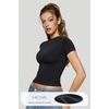 OEAK Womens T-Shirts Short Sleeve Shirts Crew Neck Basic Tees Soft Smoothing Seamless Tshirts Slim Fit Going Out Trendy Tops(Black)