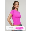 OEAK Womens T-Shirts Short Sleeve Shirts Crew Neck Basic Tees Soft Smoothing Seamless Tshirts Slim Fit Going Out Trendy Tops(Hot Pink)