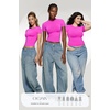 OEAK Womens T-Shirts Short Sleeve Shirts Crew Neck Basic Tees Soft Smoothing Seamless Tshirts Slim Fit Going Out Trendy Tops(Hot Pink)
