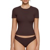OEAK Womens T-Shirts Short Sleeve Shirts Crew Neck Basic Tees Soft Smoothing Seamless Tshirts Slim Fit Going Out Trendy Tops(Brown)