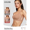 OEAK Womens Seamless Push Up Bras No Underwire Full Coverage Anti Sagging Comfortable V Neck Bra Wireless Everyday Jelly Bra Apricot,L