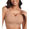 OEAK Womens Seamless Push Up Bras No Underwire Full Coverage Anti Sagging Comfortable V Neck Bra Wireless Everyday Jelly Bra Apricot,L